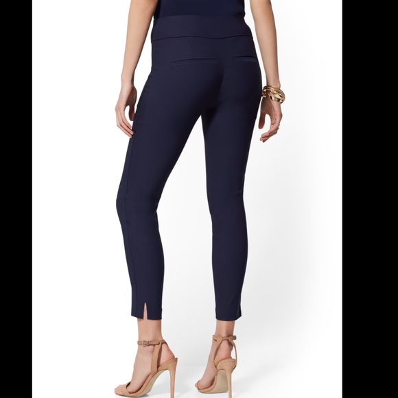 NY&C Whitney Pull On Navy Blue Ankle High Waisted Pants - Picture 1 of 6